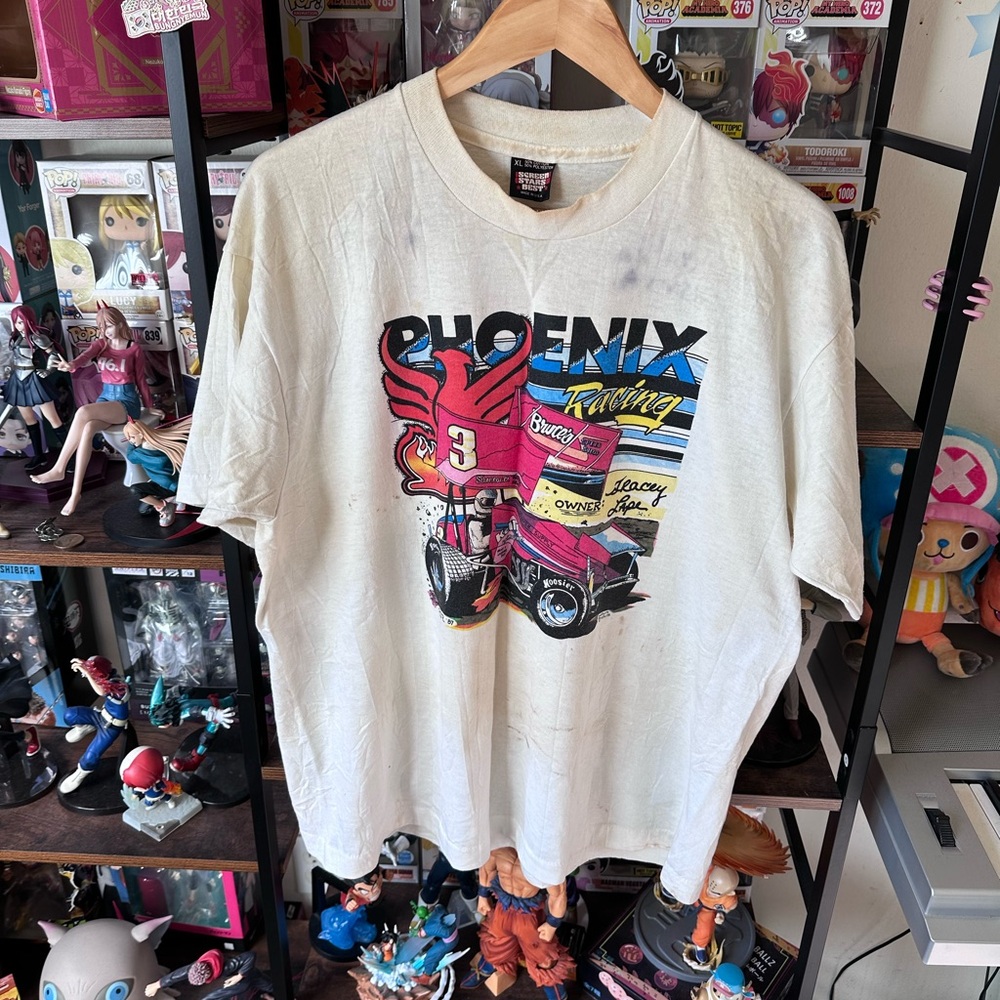 Vintage 80s Phoenix Racing T-Shirt XL Made in USA Trashed Distressed